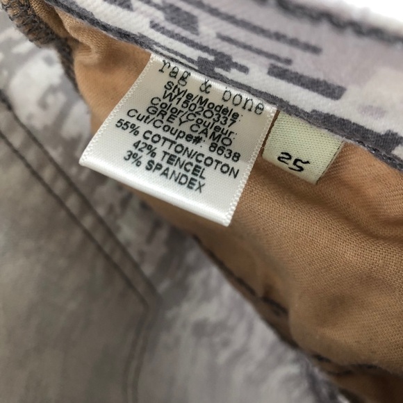 Rag & Bone Grey Camo Print Skinny Jeans Size 25 - Picture 7 of 10